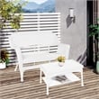 Jeco Wicker Patio Love Seat and Coffee Table Set in White without Cushion