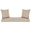 Jeco Wicker Patio Love Seat and Coffee Table Set in White with Tan Cushion