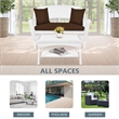 Jeco Wicker Patio Love Seat and Coffee Table Set in White with Brown Cushion