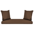 Jeco Wicker Patio Love Seat and Coffee Table Set in White with Brown Cushion