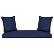 Jeco Wicker Patio Love Seat and Coffee Table Set in White with Blue Cushion
