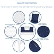Jeco Wicker Patio Love Seat and Coffee Table Set in White with Blue Cushion