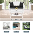 Jeco Wicker Patio Love Seat and Coffee Table Set in White with Black Cushion
