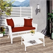 Jeco Wicker Patio Love Seat and Coffee Table Set in White