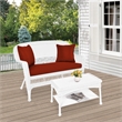 Jeco Wicker Patio Love Seat and Coffee Table Set in White