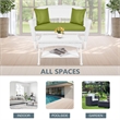 Jeco Wicker Patio Love Seat and Coffee Table Set in White with Green Cushion