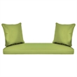Jeco Wicker Patio Love Seat and Coffee Table Set in White with Green Cushion