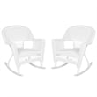 Jeco Resin Wicker Patio Rocker in White (Set of 2)