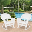 Jeco Resin Wicker Patio Rocker in White (Set of 2)