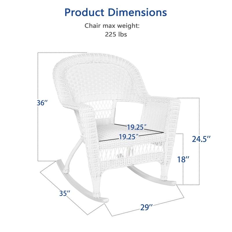 Jeco Resin Wicker Patio Rocker in White (Set of 2)