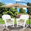 Jeco Rocker Wicker Chair in White with Tan Cushion (Set of 2)
