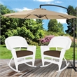 Jeco Rocker Wicker Chair in White with Brown Cushion (Set of 2)