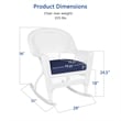 Jeco Rocker Wicker Chair in White with Blue Cushion (Set of 2)
