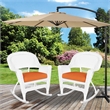 Jeco Rocker Wicker Chair in White with Orange Cushion (Set of 2)