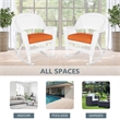 Jeco Rocker Wicker Chair in White with Orange Cushion (Set of 2)