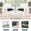 Jeco Resin Wicker Outdoor Patio Rocker Chair in White w/Black Cushion (Set of 2)