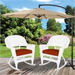 Jeco Rocker Wicker Chair in White with Red Cushion (Set of 2)