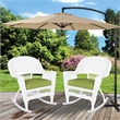 Jeco Rocker Wicker Chair in White with Green Cushion (Set of 2)