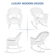 Jeco 3 Piece Resin Wicker Outdoor Patio Rocker Chair with End Table Set in White