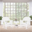 Jeco 3 Piece Resin Wicker Outdoor Patio Rocker Chair with End Table Set in White