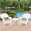 Jeco 3pc Rocker Wicker Chair Set in White with Tan Cushion