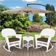 Jeco 3pc Rocker Wicker Chair Set in White with Brown Cushion