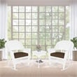 Jeco 3pc Rocker Wicker Chair Set in White with Brown Cushion