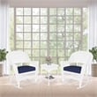 Jeco 3pc Rocker Wicker Chair Set in White with Blue Cushion