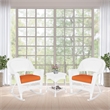 Jeco 3 Piece Rocker Wicker Chair Set in White with Orange Cushion