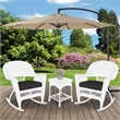 Jeco 3pc Rocker Wicker Chair Set in White with Black Cushion