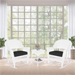 Jeco 3pc Rocker Wicker Chair Set in White with Black Cushion