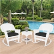 Jeco 3pc Rocker Wicker Chair Set in White with Black Cushion
