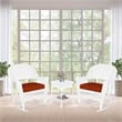 Jeco 3pc Rocker Wicker Chair Set in White with Red Cushion