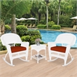 Jeco 3pc Rocker Wicker Chair Set in White with Red Cushion