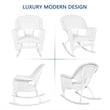 Jeco 3pc Rocker Wicker Chair Set in White with Red Cushion