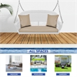 Jeco Resin Wicker Porch Swing with Cushion in White and Tan