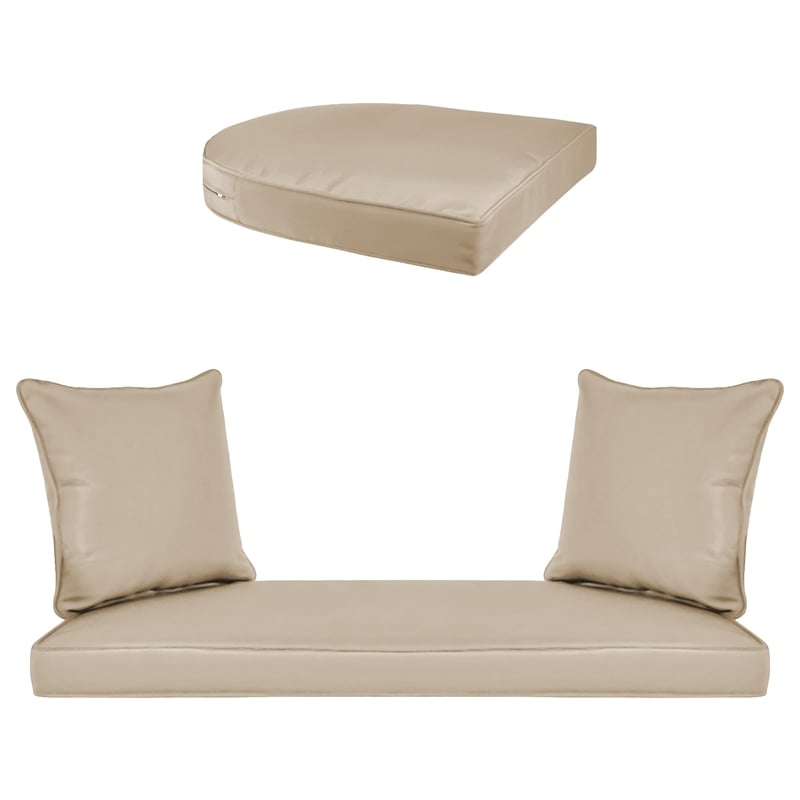 Jeco Resin Wicker Porch Swing with Cushion in White and Tan