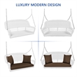 Jeco Wicker Porch Swing in White with Brown Cushion