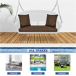 Jeco Wicker Porch Swing in White with Brown Cushion