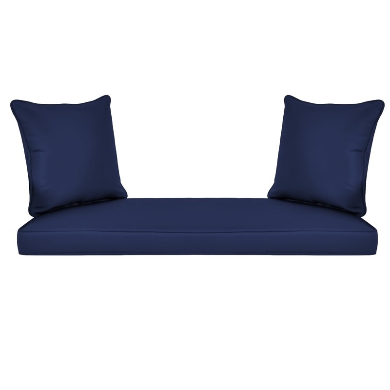 Jeco Wicker Porch Swing in White with Blue Cushion