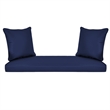 Jeco Wicker Porch Swing in White with Blue Cushion