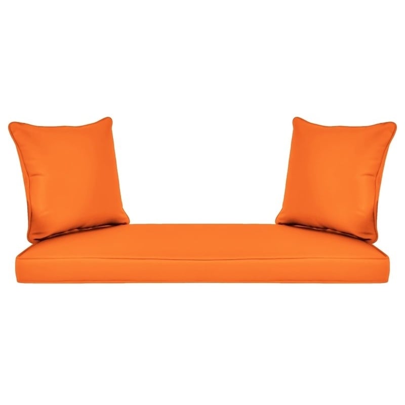 Jeco Wicker Porch Swing in White with Orange Cushion