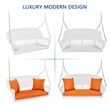 Jeco Wicker Porch Swing in White with Orange Cushion