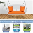 Jeco Wicker Porch Swing in White with Orange Cushion