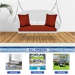 Jeco Resin Wicker Porch Swing with Cushion in White and Red