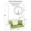 Jeco Wicker Porch Swing in White with Green Cushion