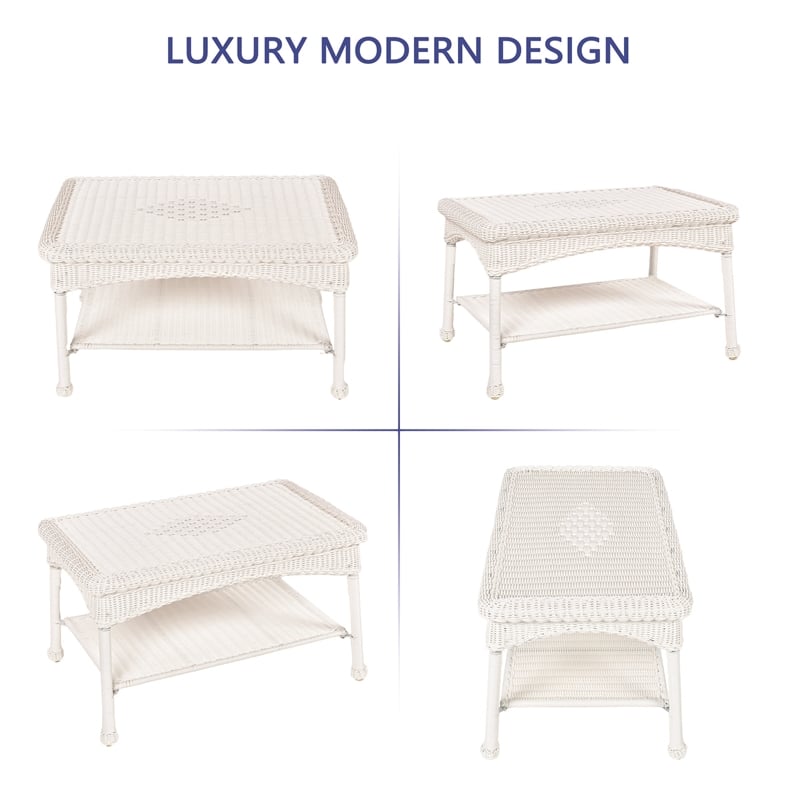 White Wicker Patio Furniture Coffee Table