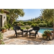 Black Resin Wicker Chair And End Table Set With Tan Cushion- 3pc Set