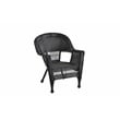 Black Resin Wicker Chair And End Table Set With Tan Cushion- 3pc Set