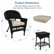 Black Resin Wicker Chair And End Table Set With Tan Cushion- 3pc Set
